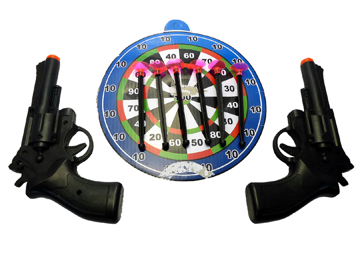 Spielzeug Pistolenset mit Saugnapf Pfeilen und Zielscheibe - zum Schließen ins Bild klicken