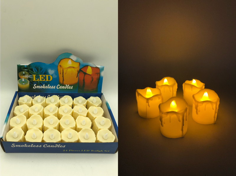 LED Kerzen mit Flackerlicht in 24er Display
