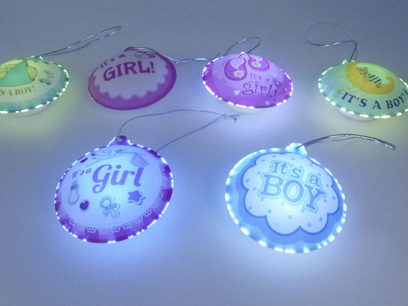 LED Blinkdeko für Baby Shower 8cm 24 Stk im Display - zum Schließen ins Bild klicken
