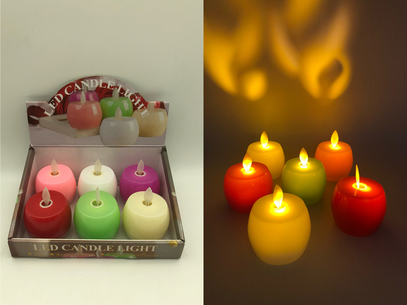 LED Kerzen Apfel in 6er Display
