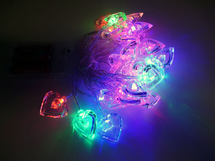 Weihnachts LED Herzen Lichterkette 3,8m mit 30 Leds