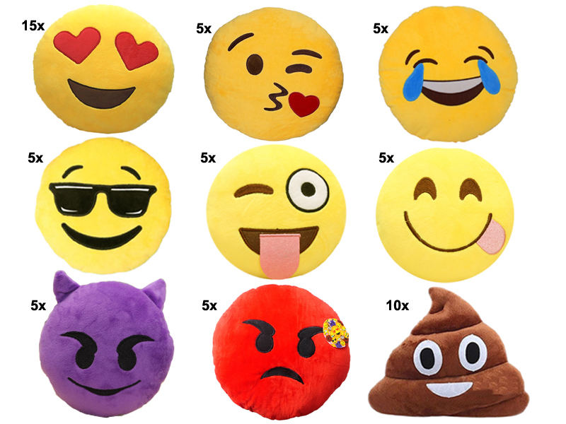 Smiley Kissen Emoticon " Mix ", 40cm - zum Schließen ins Bild klicken