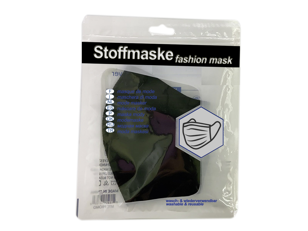 Stoffmaske Mundmaske Behelfsmaske Fashion Maske, Gummi - zum Schließen ins Bild klicken