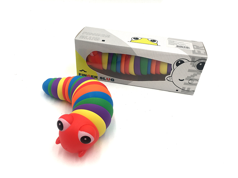 fidget lumaca giocattolo con occhi, arcobaleno