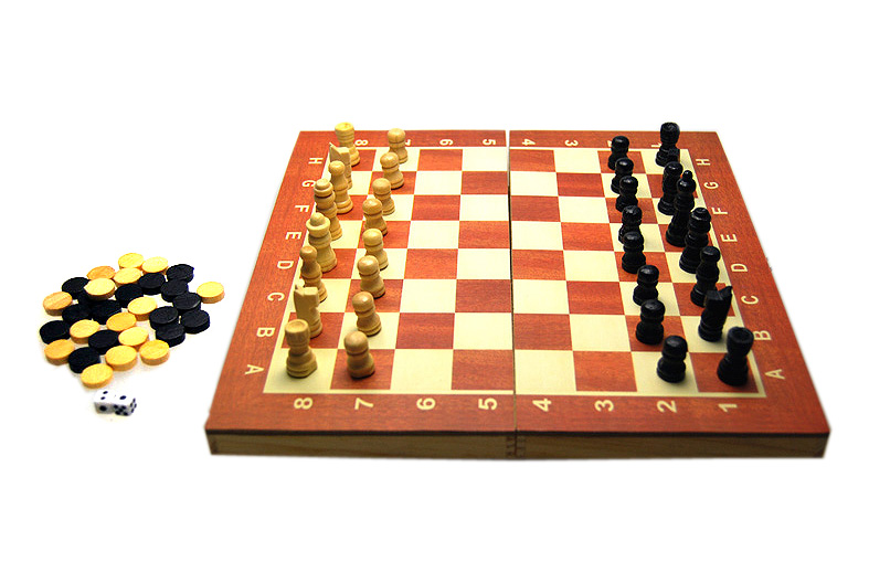 Schach Dame Backgammon Brett 3 in 1