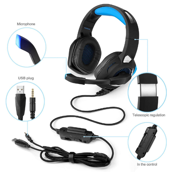 Gaming Kopfhörer mit Mikrofon für PC Xbox PS4 usw. - zum Schließen ins Bild klicken