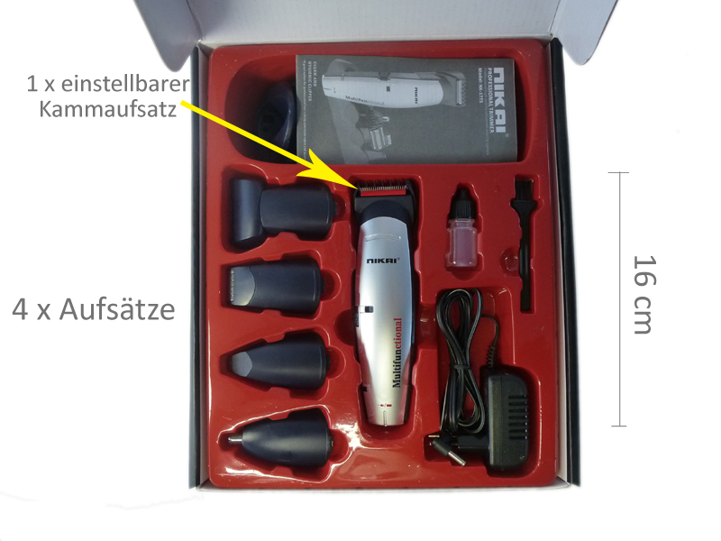 NIKAI Elektrische Haarschneidemaschine Set 6 in 1 - zum Schließen ins Bild klicken