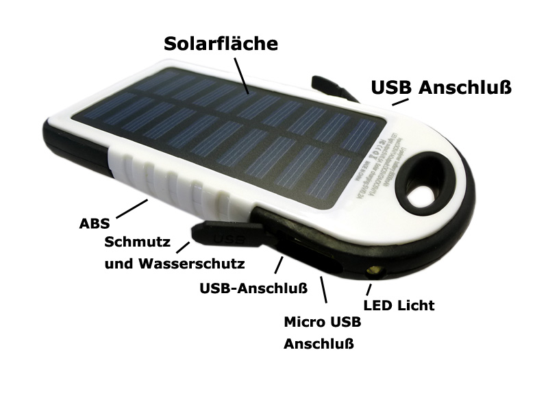 Ladestation Solar Powerbank Wasserfest mit LED Taschenlampen Ladestation Solar Powerbank Wasserfest mit LED Taschenlampen